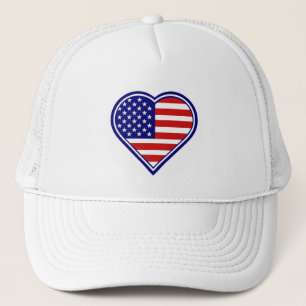 American Heart Shape USA Flag Mesh Hat