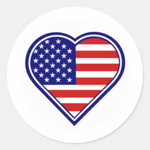 American Heart Shape USA Flag Sticker