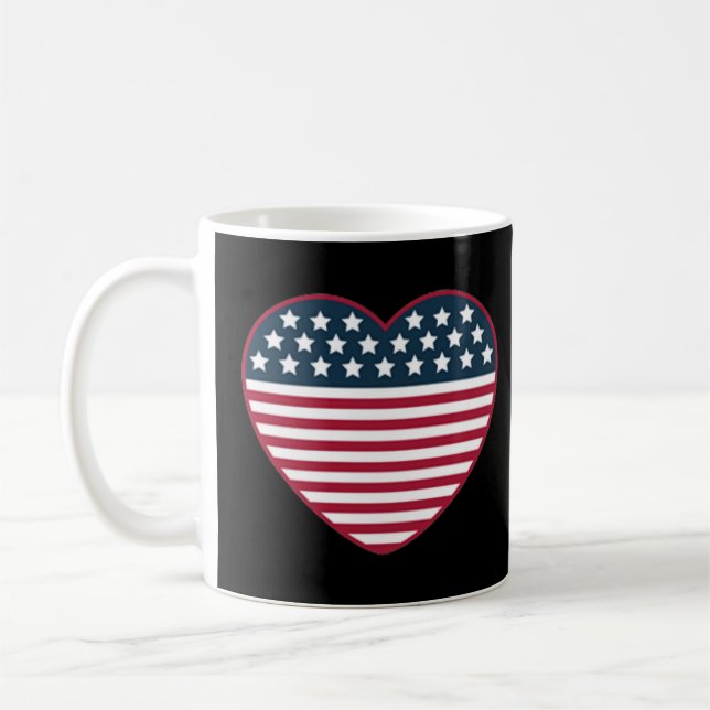 American Heart Shaped Flag Coffee Mug (Left)