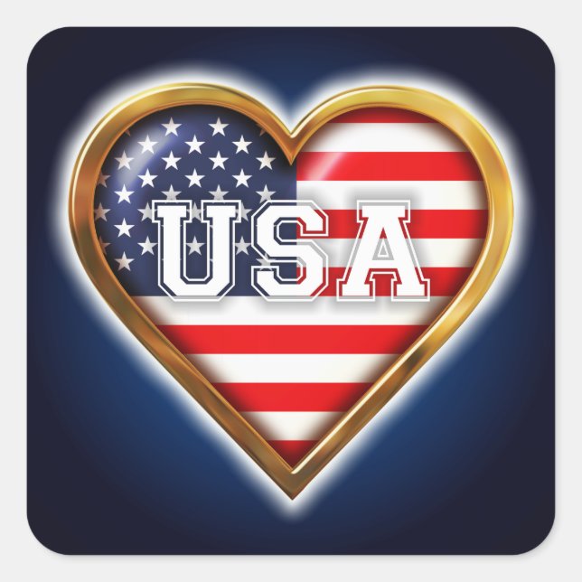 American Heart Square Sticker (Front)