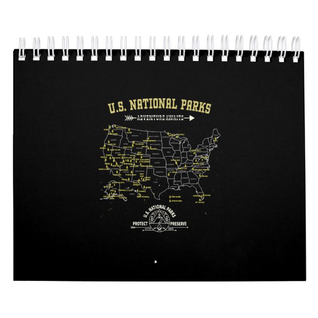 American Hiking Camping Gift - 63 US National Park Calendar (Cover)