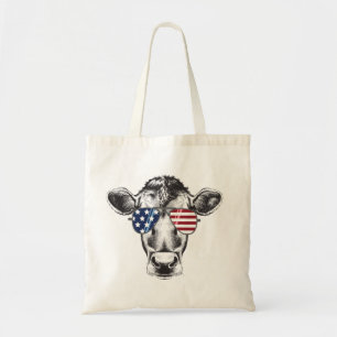 American Hipster Cow Tote Bag