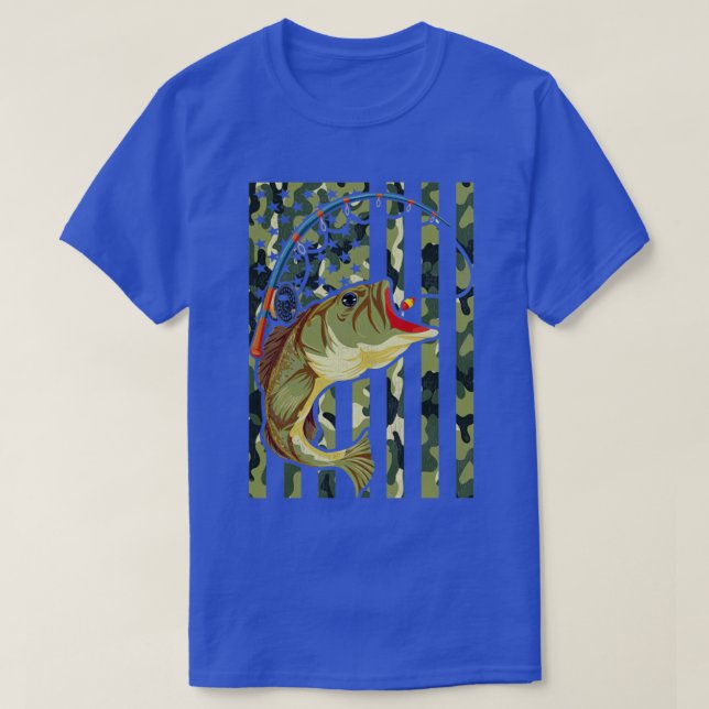 American Hobby Angling Fish Camouflage US Flag Fis T-Shirt (Design Front)