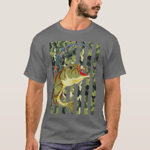 American Hobby Angling Fish Camouflage US Flag Fis T-Shirt