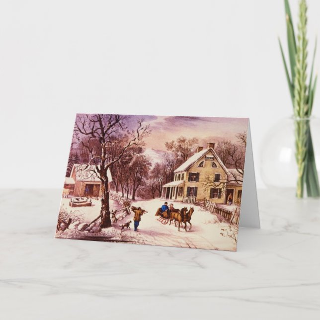 American Homestead Winter Greeting Card (Front)