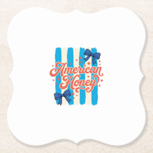 American Honey Patriotic Bow Vintage Shirt Design_ Paper Coaster