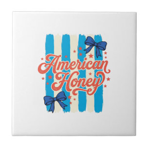 American Honey Patriotic Bow Vintage Shirt Design_ Tile