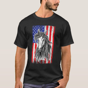 American Horse 4th Of July Usa Flag Horseback Ridi T-Shirt