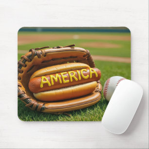 American Hot Dog In a Baseball Glove Mouse Mat