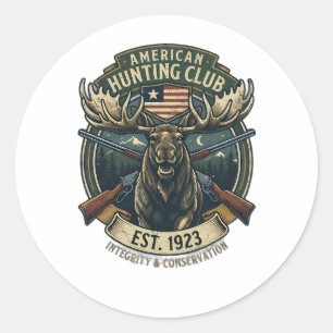 American Hunting Club Vintage Moose Round Sticker