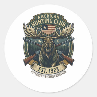 American Hunting Club Vintage Moose Round Sticker