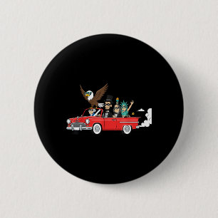 American Icons Riding Classic Car 4th of July 6 Cm Round Badge