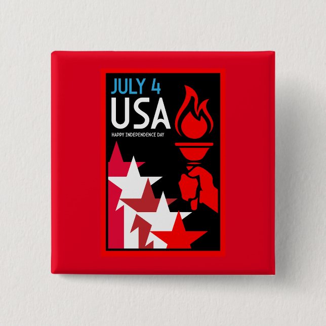 American Independance Day 15 Cm Square Badge (Front)