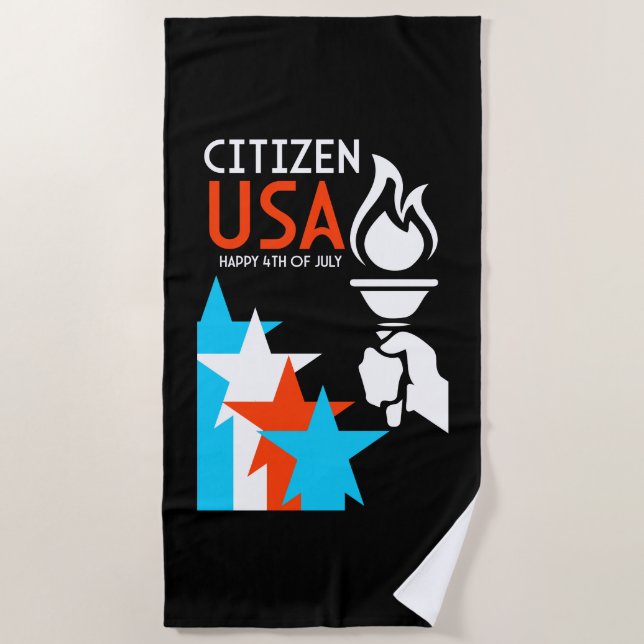 American Independance Day Beach Towel (Front)