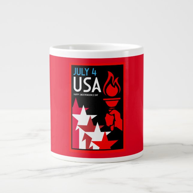 American Independance Day Large Coffee Mug (Front)