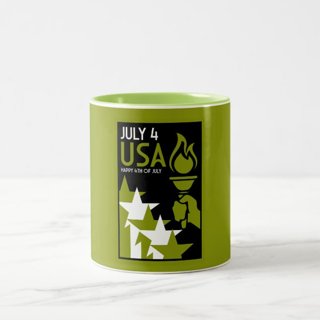 American Independance Day Two-Tone Coffee Mug (Center)