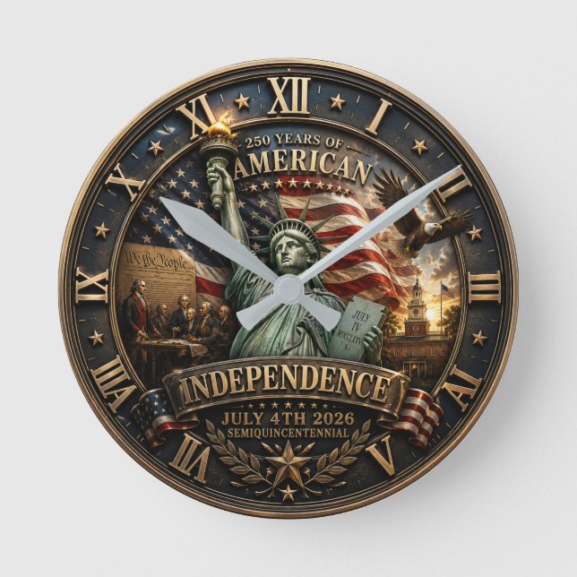 American Independence 250 Years July 4th 2026  Round Clock (Front)