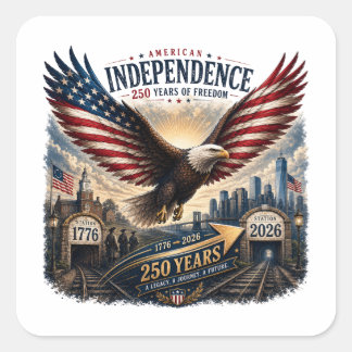 American Independence 250 Years of Freedom Eagle Square Sticker