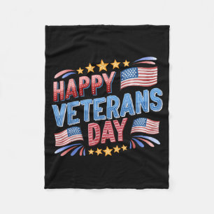 American Independence Day 4th July Happy Veterans Fleece Blanket