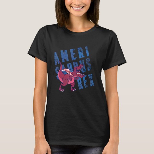 American Independence Day 4th July USA Amerisaurus T-Shirt (Front)