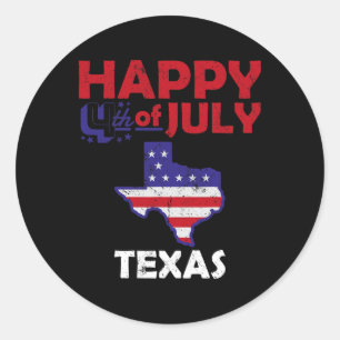 American Independence Day 4th July Veteran Texas Classic Round Sticker