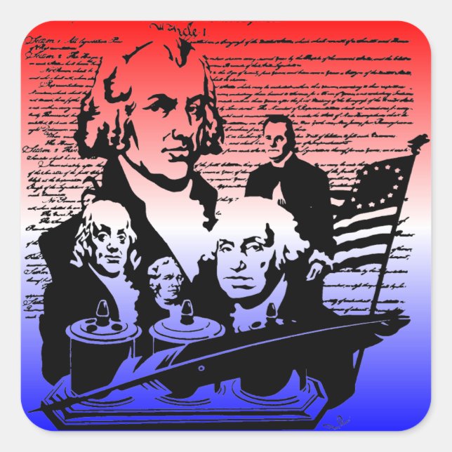 American Independence Day, 4th of July Square Sticker (Front)