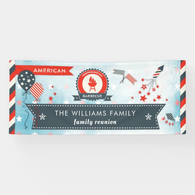 American Independence Day BBQ Stars and Stripes Banner (Horizontal)
