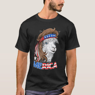 American Independence Day Flag Merica Llama T-Shirt
