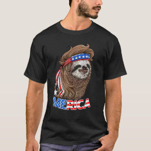 American Independence Day Flag Merica Sloth T-Shirt