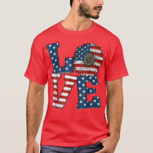 American Independence Day USA Flag Sunflower 4th O T-Shirt