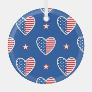 American Independence: Patriotic Vintage Pattern Glass Tree Decoration