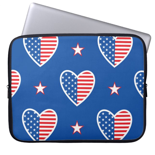 American Independence: Patriotic Vintage Pattern Laptop Sleeve (Front)