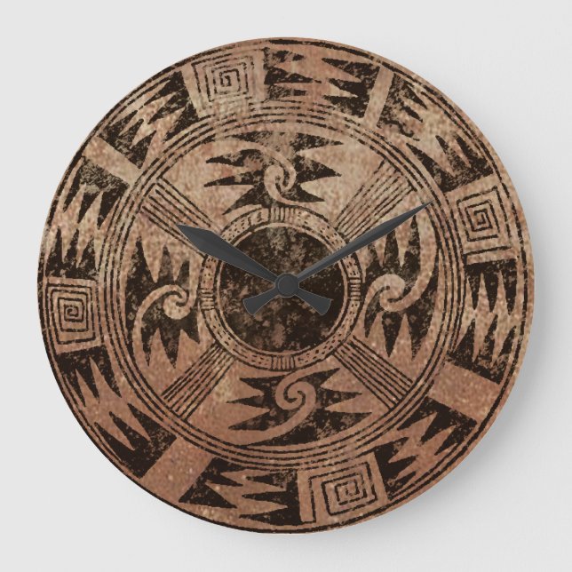 American Indian Basket design Large Clock (Front)