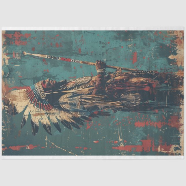 American Indian Chief Digital Art Series Decoupage Tissue Paper (Front)