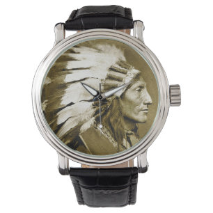 American Indian Chief (Faded Sepia) Watch