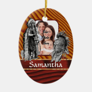 American Indian chiefs Ceramic Tree Decoration