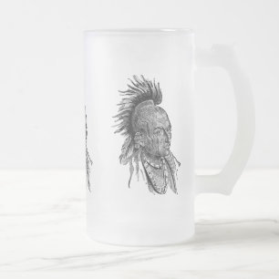 American Indian Frosted Glass Beer Mug