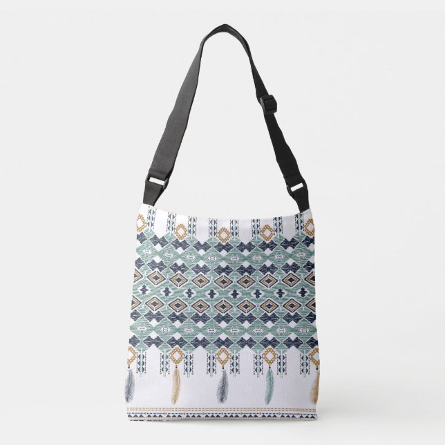 American Indian Geometry Seamless Border Crossbody Bag (Front)