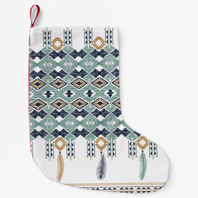 American Indian Geometry Seamless Border Small Christmas Stocking (Front)