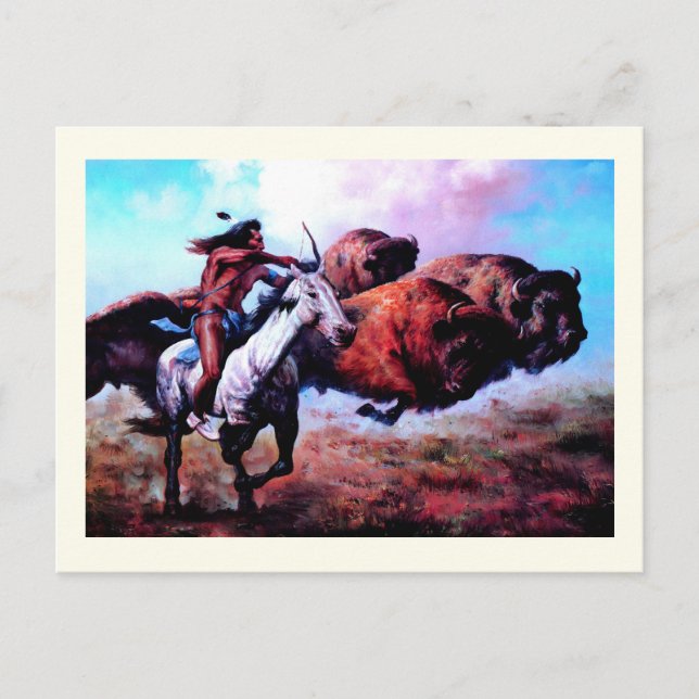 American Indian hunting buffalo Postcard (Front)
