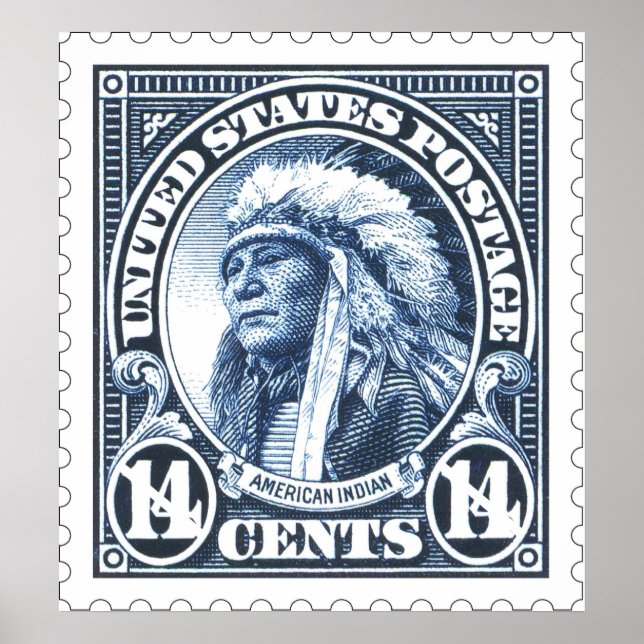 American Indian Postage Stamp Print (Front)