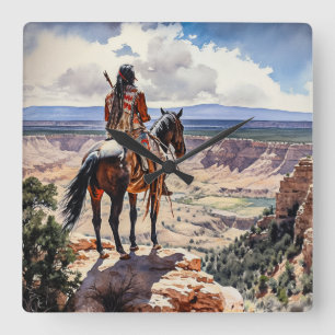 American Indian Square Wall Clock