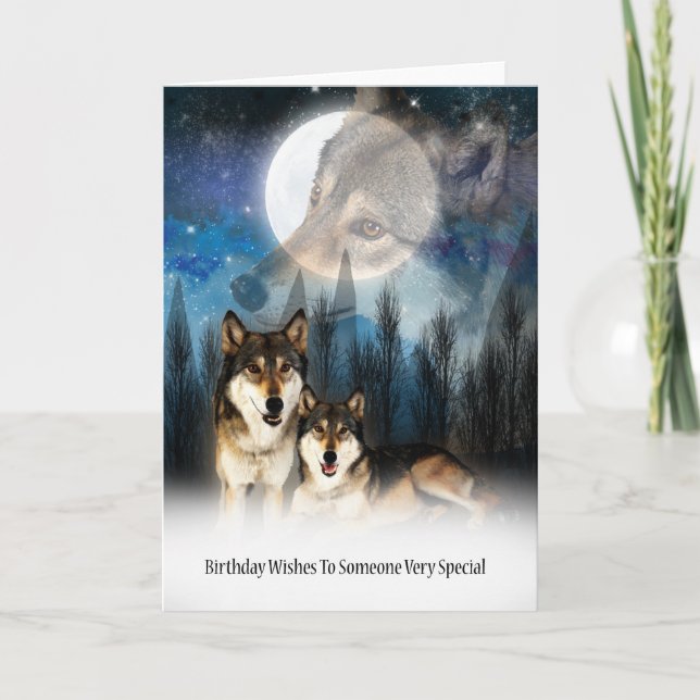American Indian Style Wolf Birthday Card (Front)
