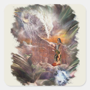 American Indian Wedding Night Vignette Square Sticker
