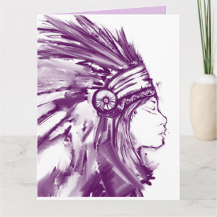 AMERICAN INDIAN WOMAN ART OVERSIZED BIRTHDAY CARD