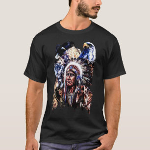 American Indigenous Native Indian Chief Headdress T-Shirt