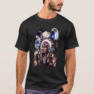 American Indigenous Native Indian Chief Headdress T-Shirt