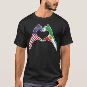 American Iranian Unity Heart with Lion and Sun T-Shirt