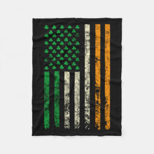 American Ireland Flag Shamrock Irish Patricks Day  Fleece Blanket