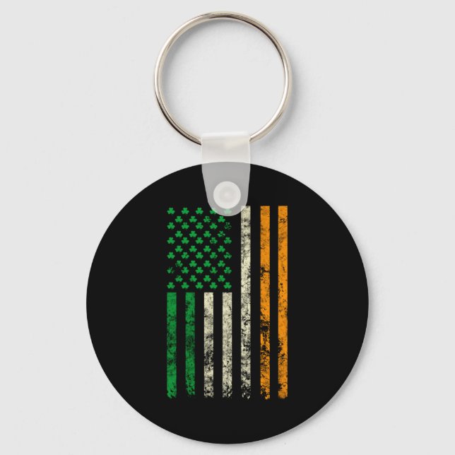 American Ireland Flag Shamrock Irish Patricks Day  Key Ring (Front)